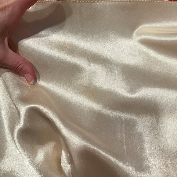 Vintage Ivory Lace & Satin Dress Puff Sleeve Midi - Picture 6 of 8